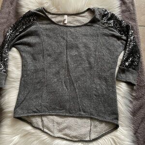 Xhilaration Grey sweater with sequin sleeves